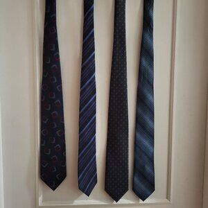 Bundle of 4 Protocol Men's Neckties - 1 Silk, 3 Polyester - Blue/Multi